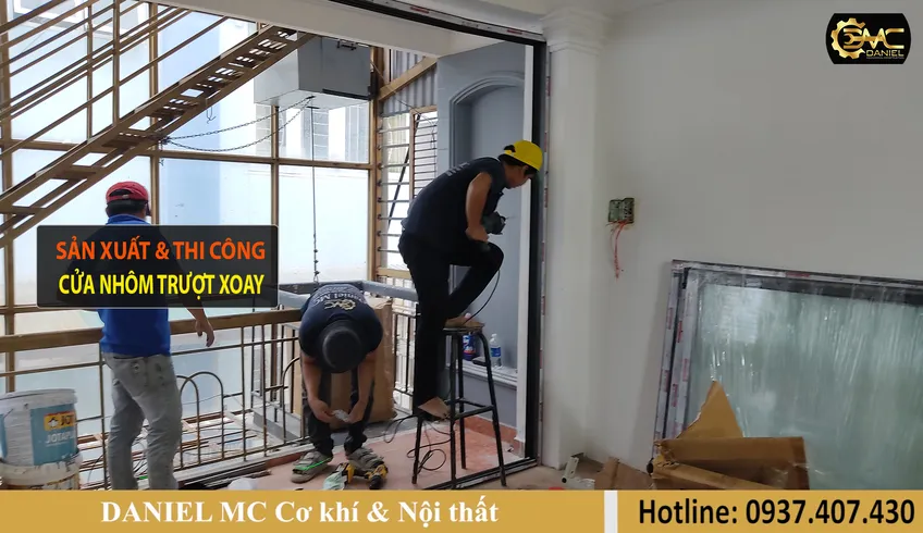 Sản xuất và thi công cửa nhôm kính, sản xuất cửa nhôm Nhật Bản, cửa trượt quay 4 cánh nhôm Xingfa - Quận 1 HCM