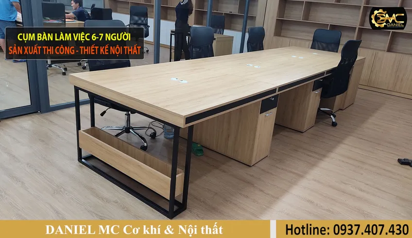 Cụm bàn làm việc 6 người, cục bàn làm việc 8 người, thiết kế thi công nội thất trọn gói - Đồng Nai