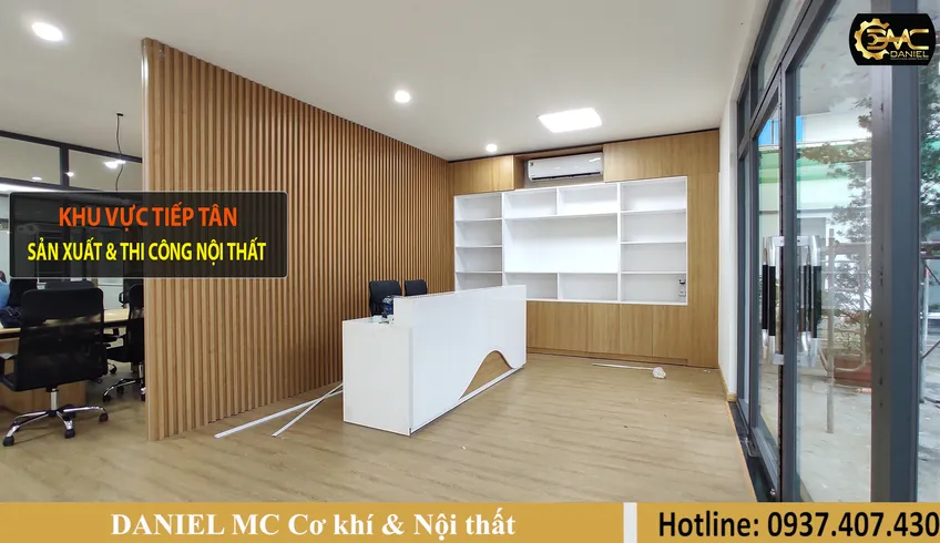 Thi công vách lam gỗ, thiết kế thi công nội thất văn phòng, xây dựng văn phòng - TP Thủ Đức
