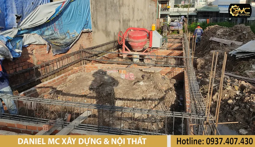 Đổ bê tông đà kiềng và đà giằng móng, xây dựng nhà trọn gói A đến Z - TP Thủ Đức