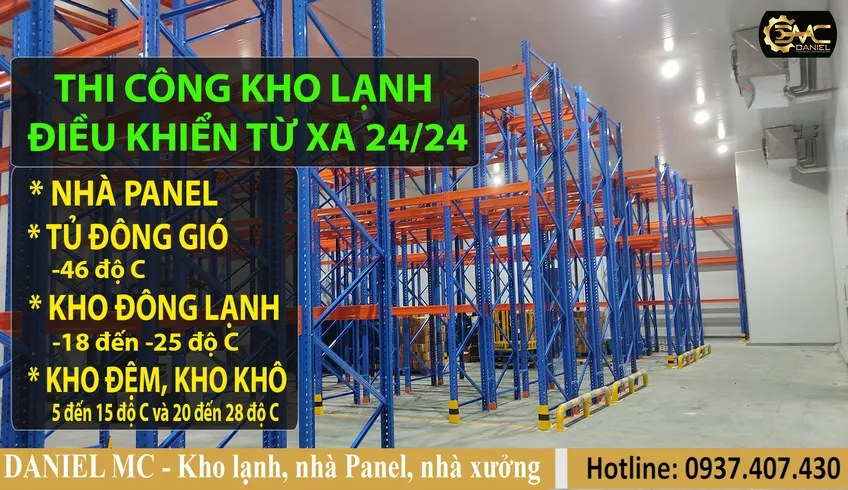 Thi công kho lạnh, thi công kho đông lạnh nhiệt độ -18 đến -25 độ C với HỆ THỐNG ĐIỀU KHIỂN TỪ XA 24/24 - HCM
