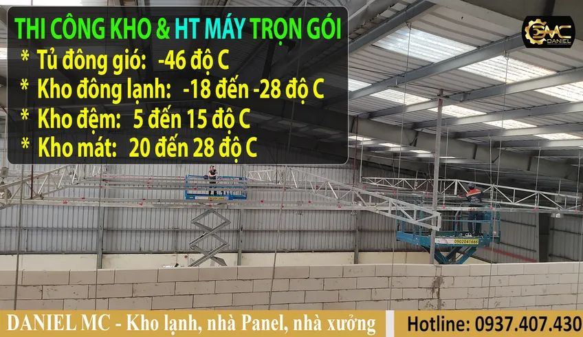 Thi công kho panel, nhà panel, THI CÔNG KHO ĐÔNG LẠNH NHIỆT ĐỘ -18 đến -22 độ C_TP Thủ Đức
