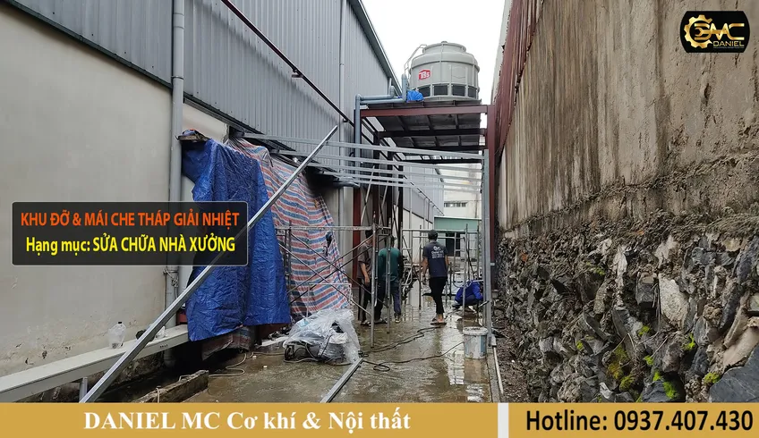 Thi công mái che dàn tản nhiệt kho lạnh, nhà panel, mái hiên sắt hộp, nhà sắt tiền chế - Bình Tân HCM