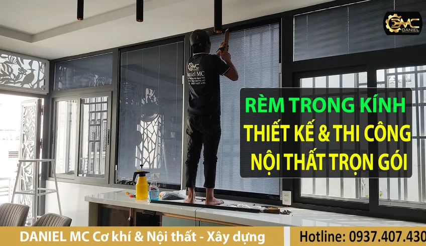 Thi công rèm trong kính chống nắng và lấy gió rất tiện nghi, thi công nội thất trọn gói - Phú Nhuận TPHCM