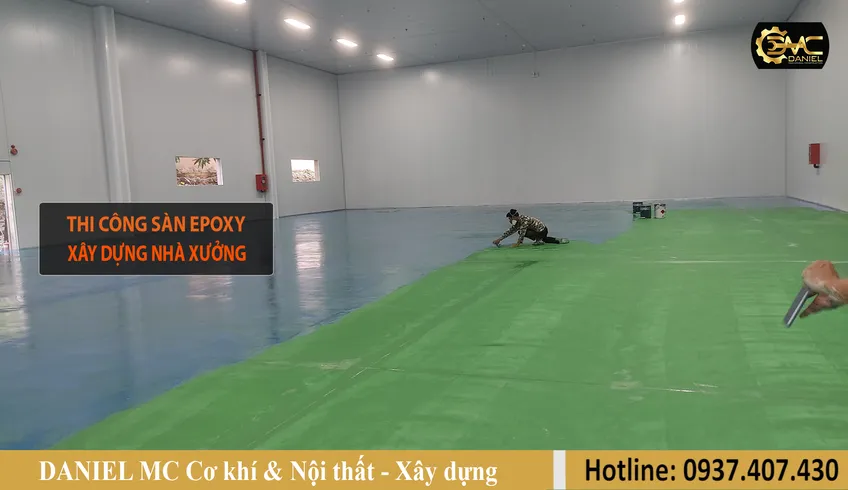 Xây dựng nhà xưởng trọn gói, thi công sơn Epoxy tự san phẳng, sơn nền nhà xưởng - HCM
