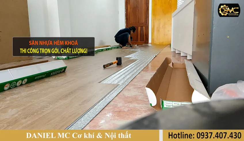 Sửa nhà trọn gói từ A đến Z, thi công sàn nhựa giả gỗ hèm khoá, thiết kế thi công nội thất trọn gói - Quận 9 HCM