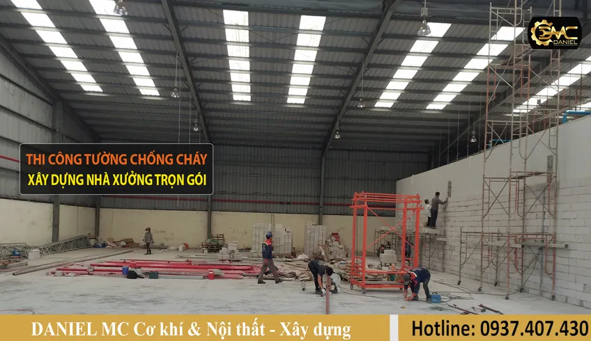 Thi công tường chống cháy theo quy chuẩn, thi công nhà panel, nhà xưởng panel, kho panel - Bình Dương