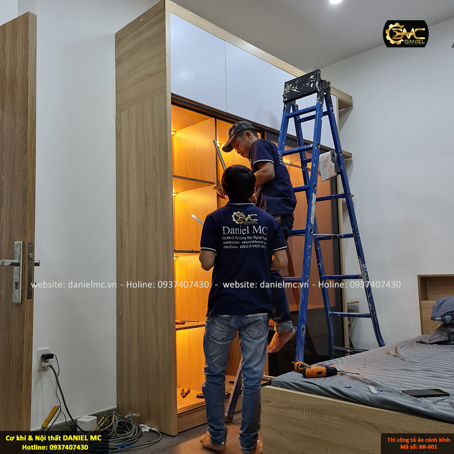 Thi công tủ áo cánh kính nhà anh Thành - Quận 9 Thi công tủ áo cánh kính nhà anh Thành - Quận 9