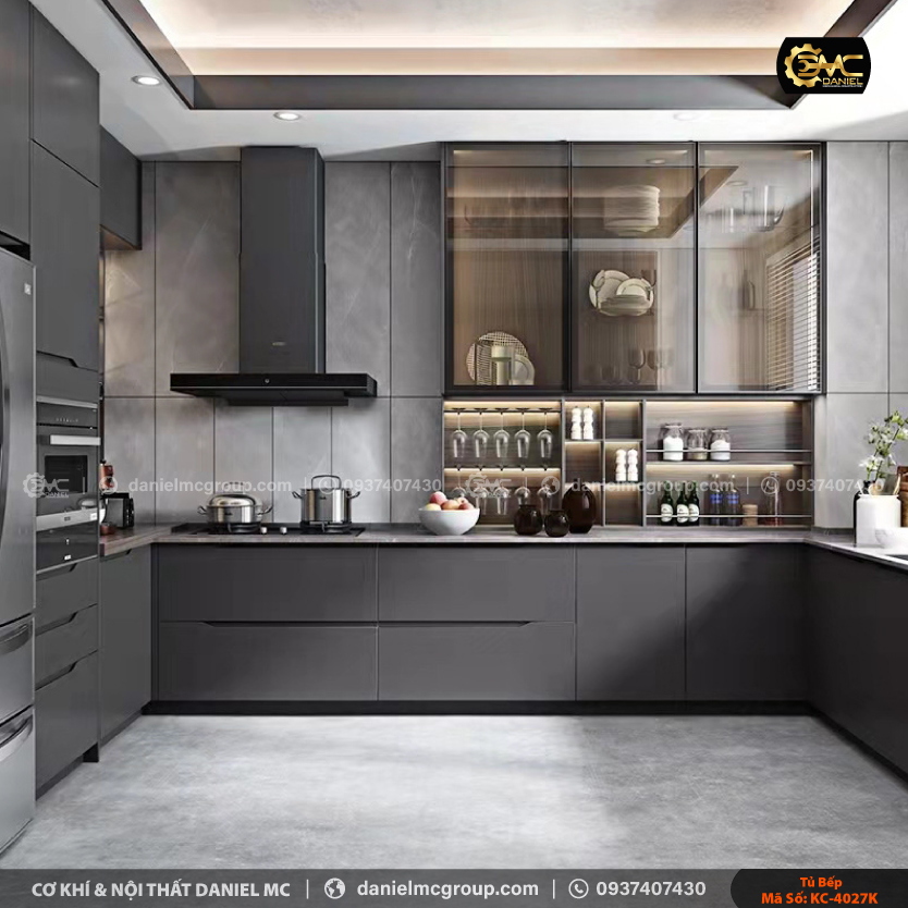 Tủ bếp nhôm kính KC-4027K Tủ bếp nhôm kính KC-4027K