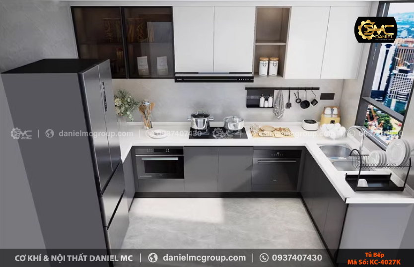 Tủ bếp nhôm kính KC-4027K Tủ bếp nhôm kính KC-4027K