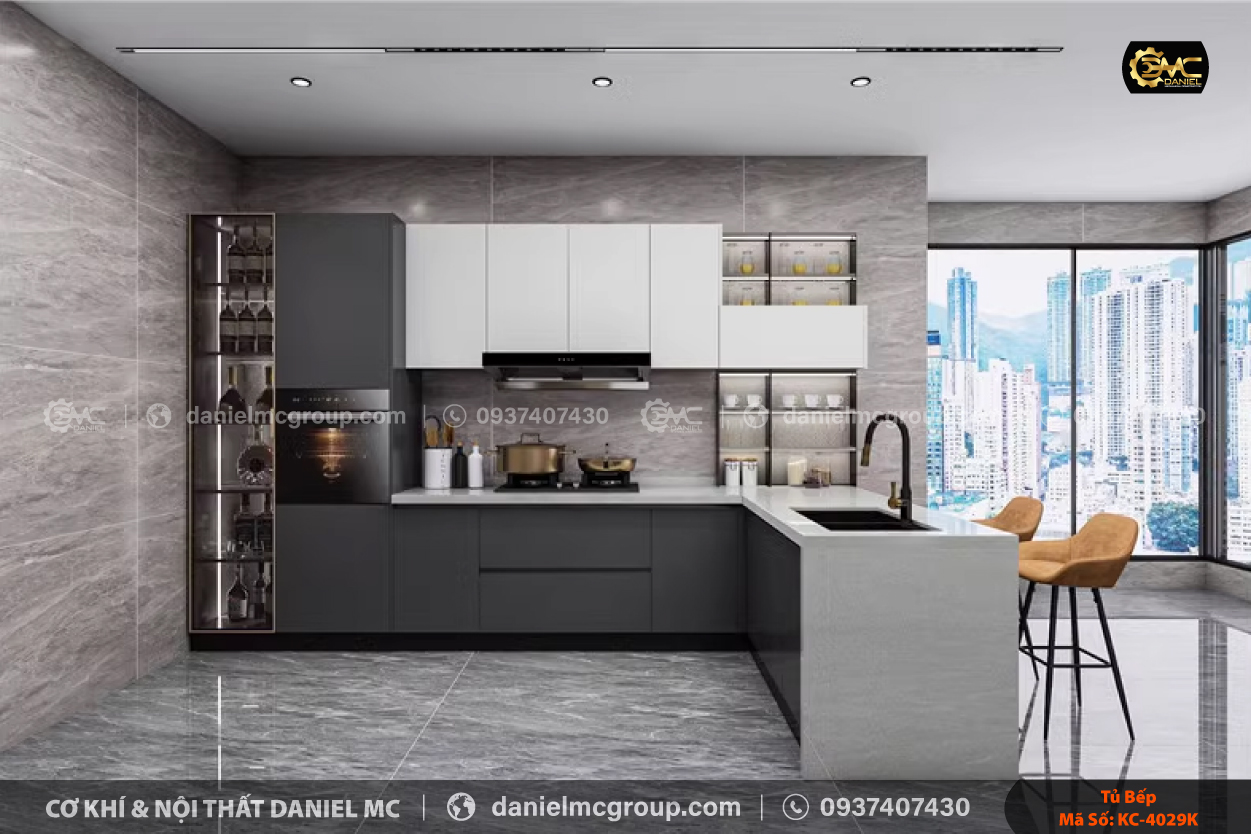 Tủ bếp nhôm kính KC-4029K Tủ bếp nhôm kính KC-4029K