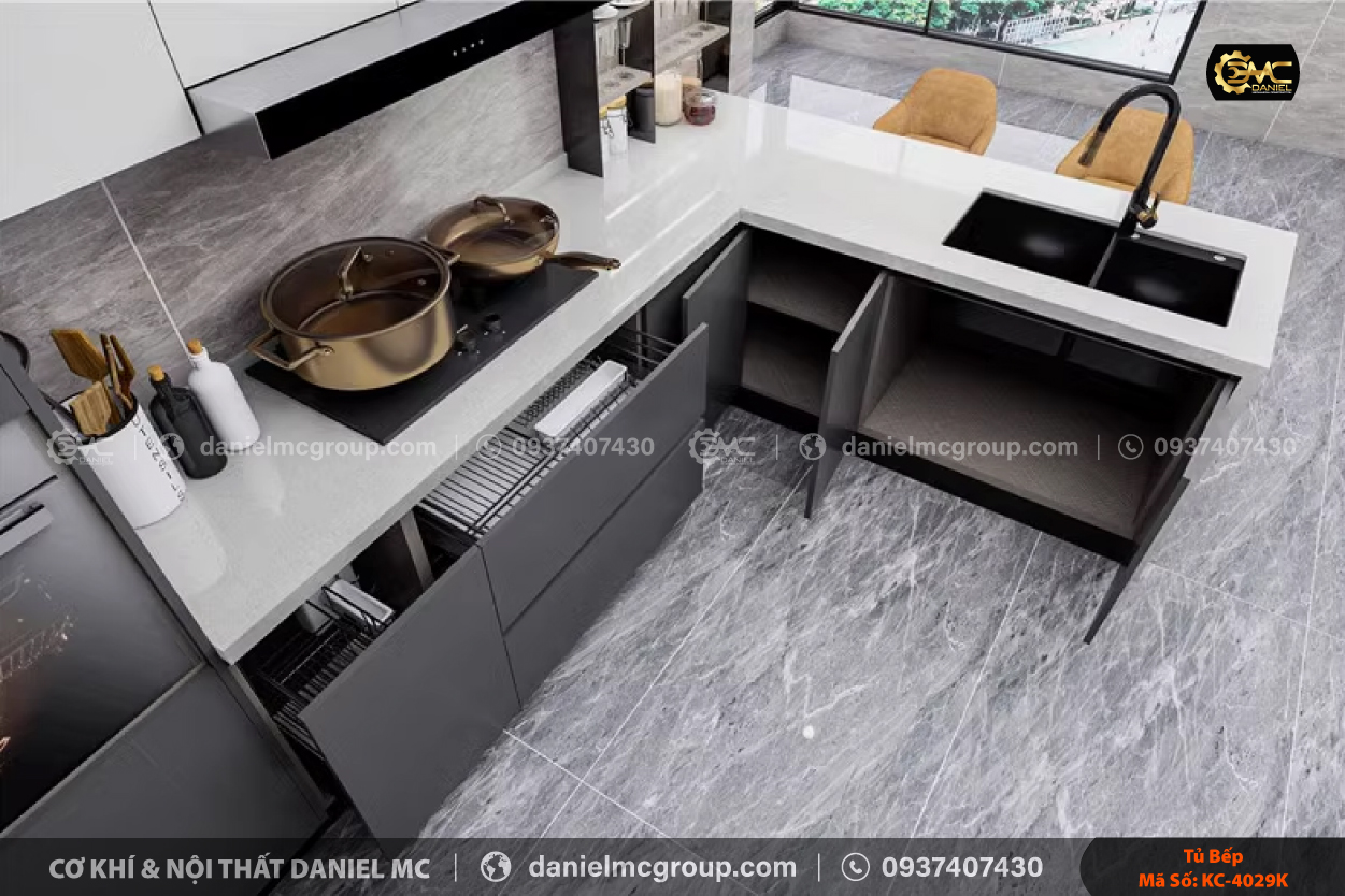 Tủ bếp nhôm kính KC-4029K Tủ bếp nhôm kính KC-4029K