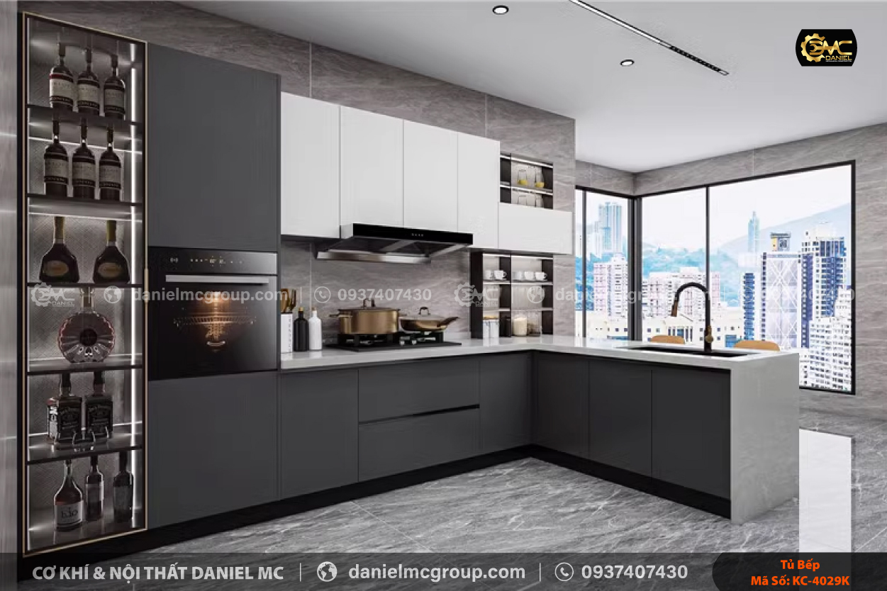 Tủ bếp nhôm kính KC-4029K