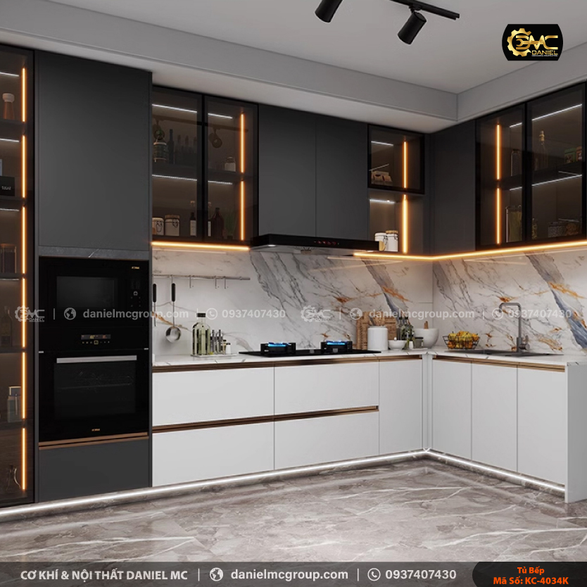 Tủ bếp nhôm kính KC-4034K Tủ bếp nhôm kính KC-4034K