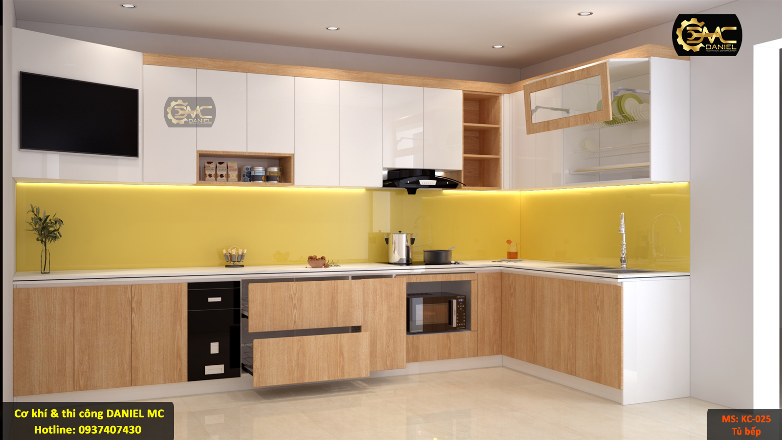 Thi công tủ bếp nhựa KC25 Thi công tủ bếp nhựa KC25