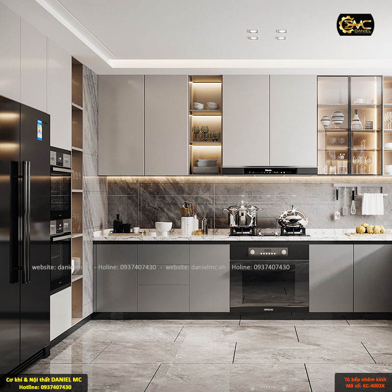 Tủ bếp nhôm kính KC-4002K Tủ bếp nhôm kính KC-4002K