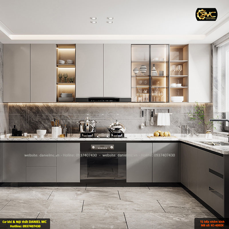 Tủ bếp nhôm kính KC-4002K