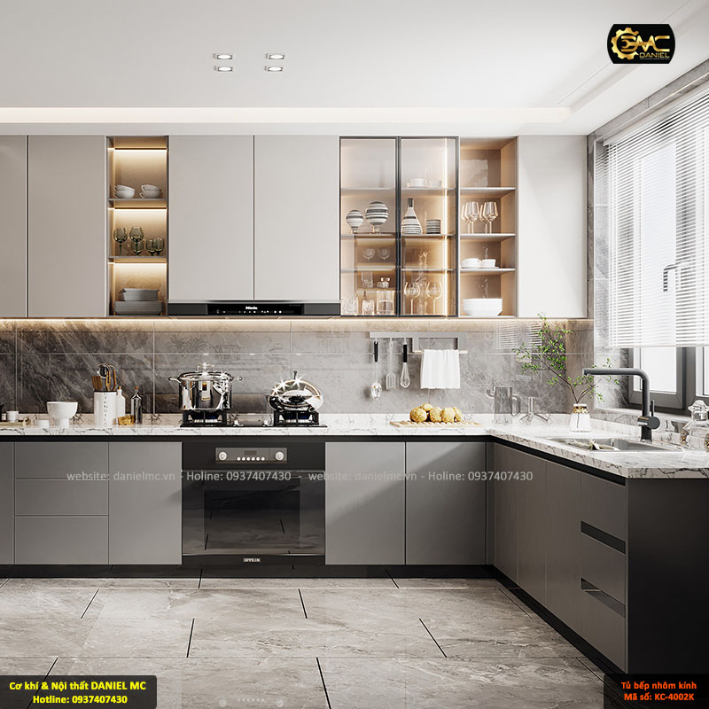 Tủ bếp nhôm kính KC-4002K Tủ bếp nhôm kính KC-4002K