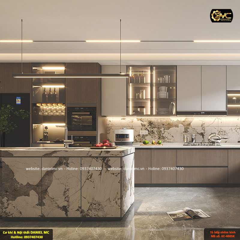 Tủ bếp nhôm kính KC-4005K Tủ bếp nhôm kính KC-4005K