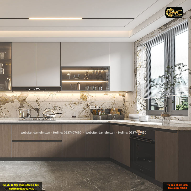 Tủ bếp nhôm kính KC-4005K Tủ bếp nhôm kính KC-4005K