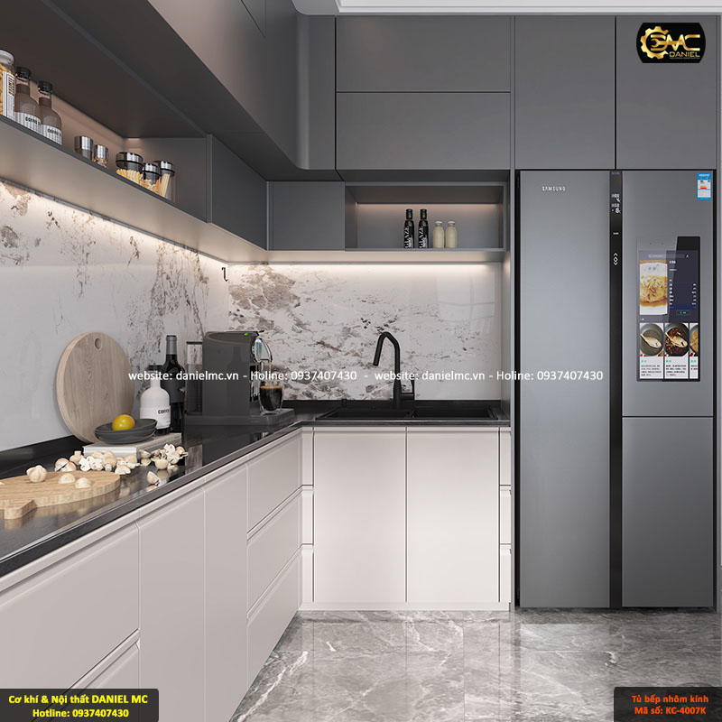 Tủ bếp nhôm kính KC-4007K Tủ bếp nhôm kính KC-4007K