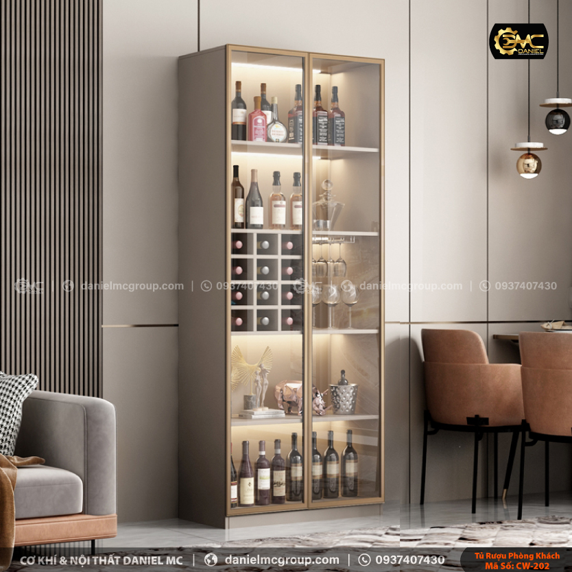 Tủ rượu cánh kính CW-202 Tủ rượu cánh kính CW-202