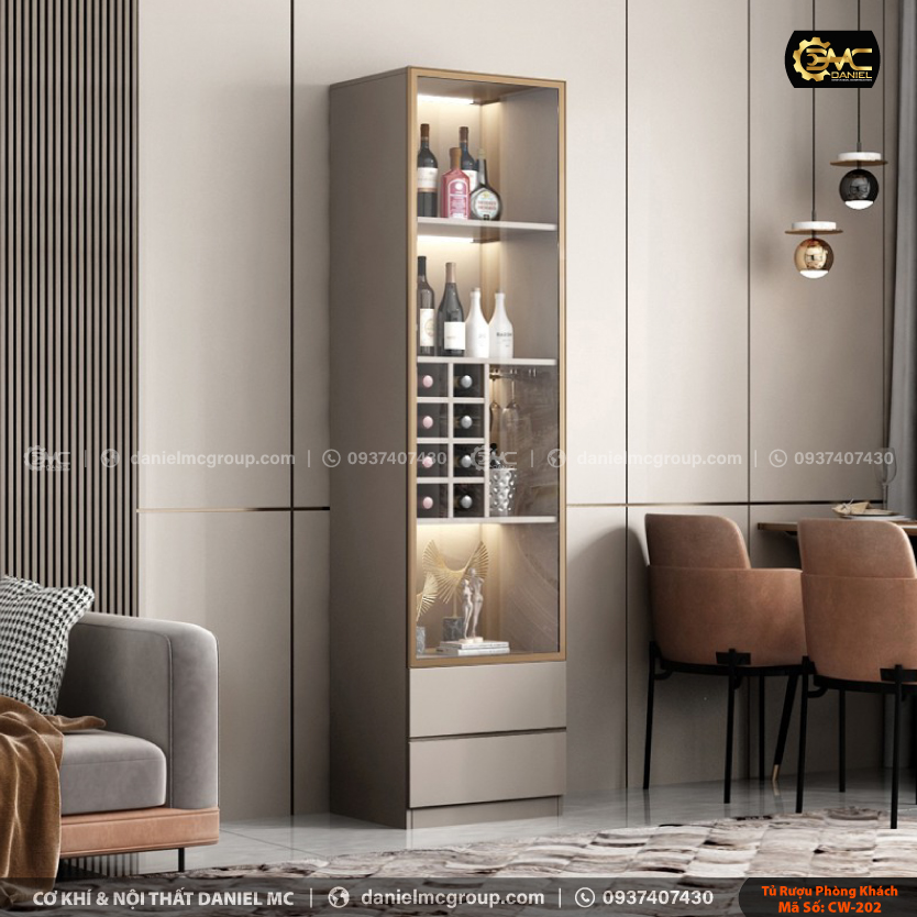 Tủ rượu cánh kính CW-202 Tủ rượu cánh kính CW-202