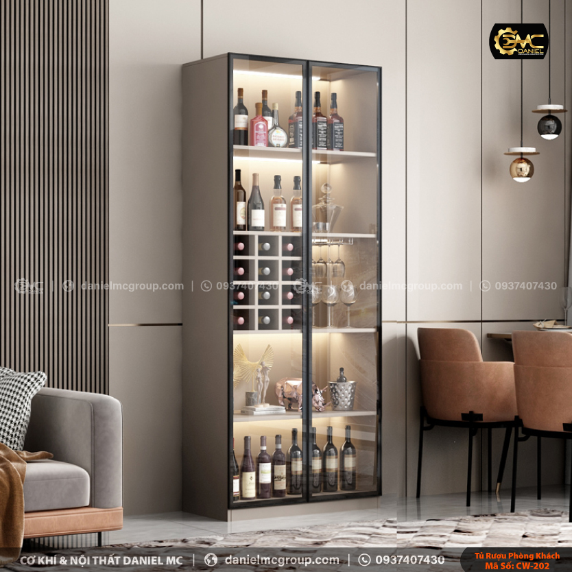 Tủ rượu cánh kính CW-202 Tủ rượu cánh kính CW-202