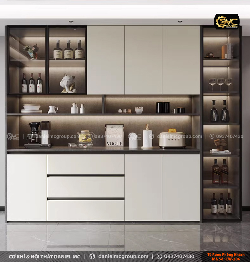 Tủ rượu cánh kính CW-206 Tủ rượu cánh kính CW-206