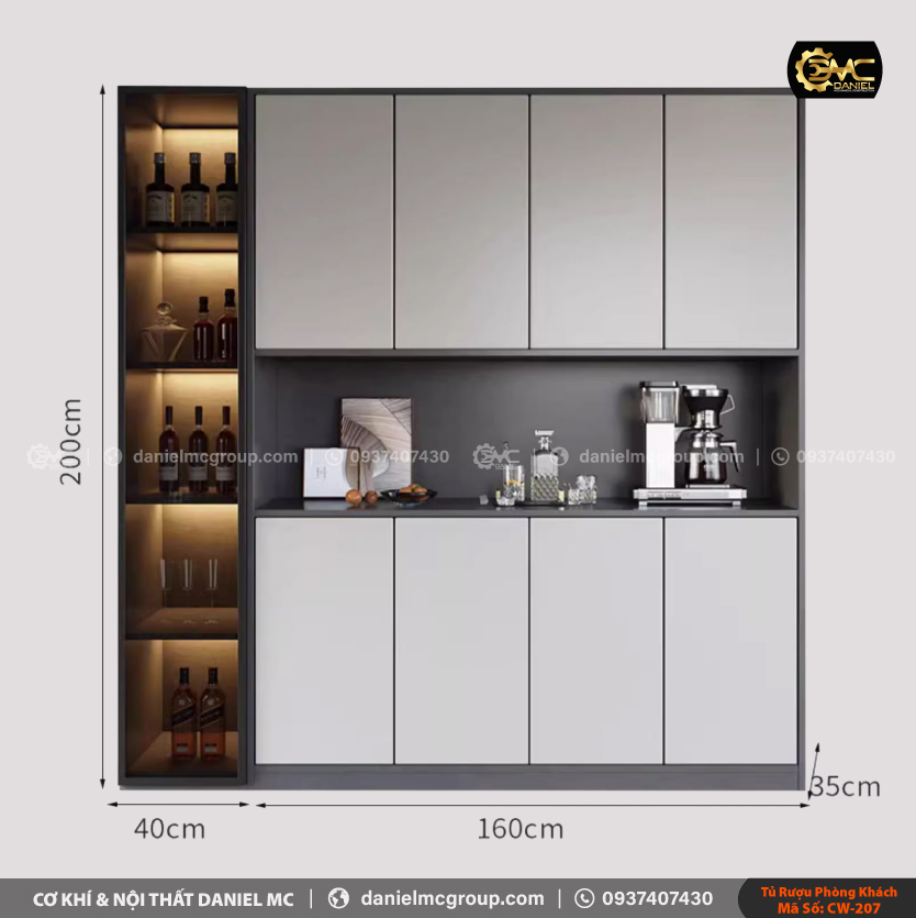 Tủ rượu cánh kính CW-207 Tủ rượu cánh kính CW-207