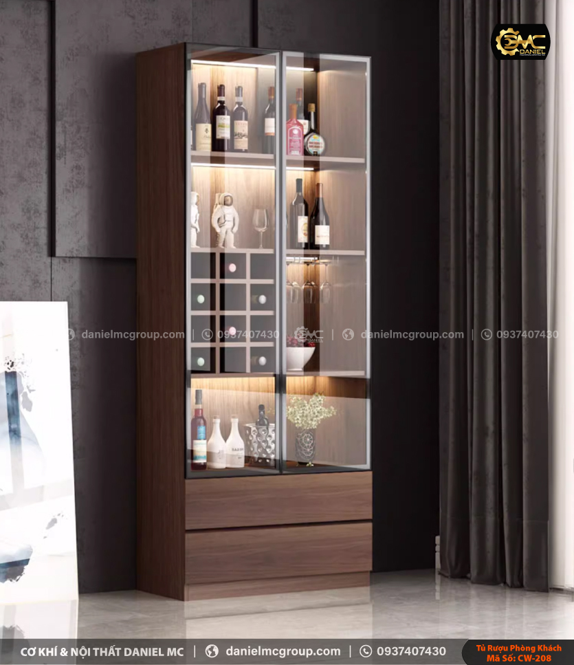 Tủ rượu cánh kính CW-208 Tủ rượu cánh kính CW-208