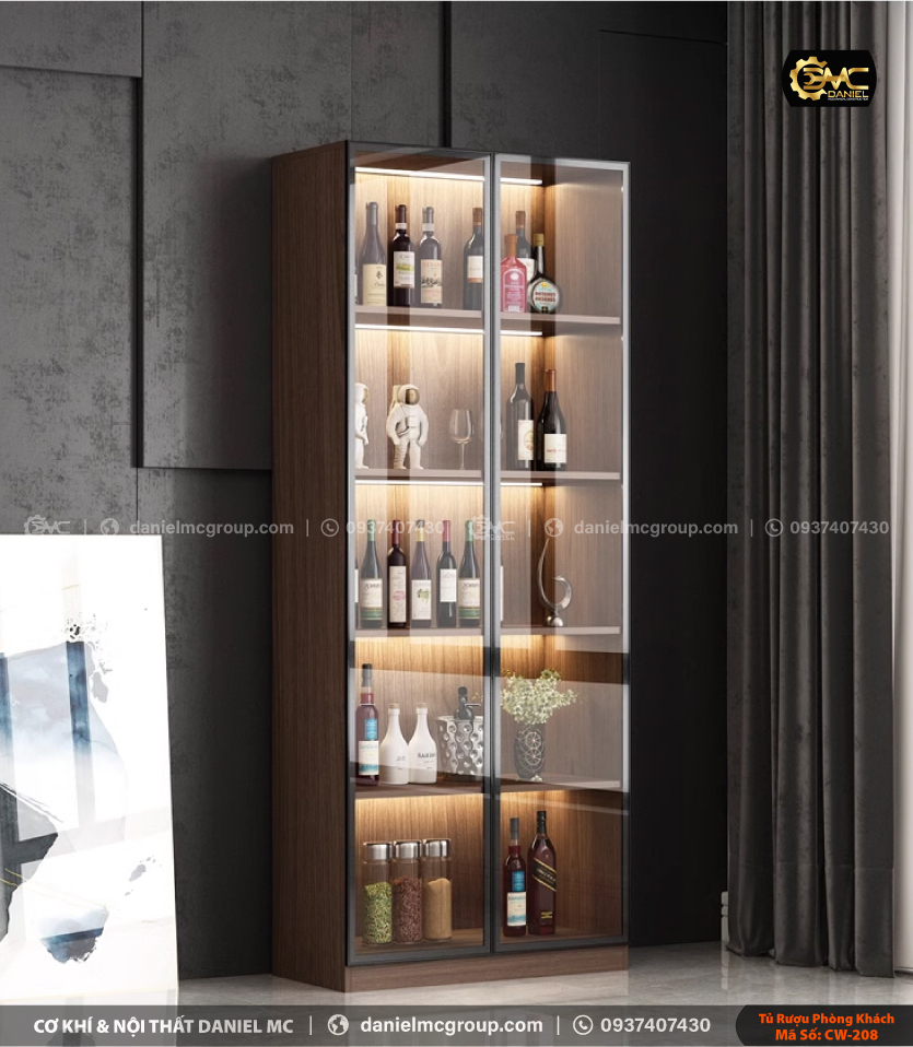Tủ rượu cánh kính CW-208 Tủ rượu cánh kính CW-208