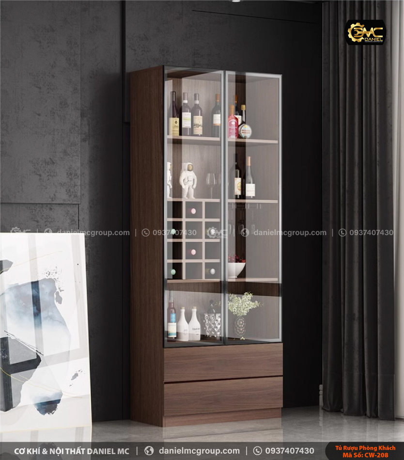 Tủ rượu cánh kính CW-208 Tủ rượu cánh kính CW-208