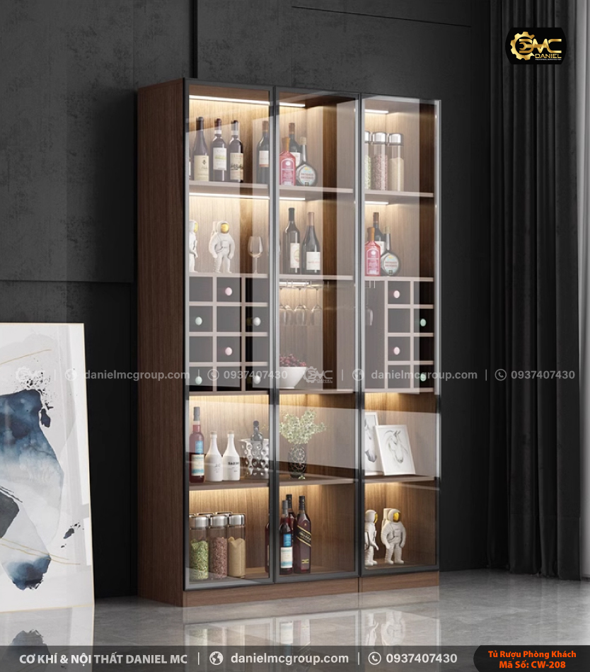 Tủ rượu cánh kính CW-208 Tủ rượu cánh kính CW-208
