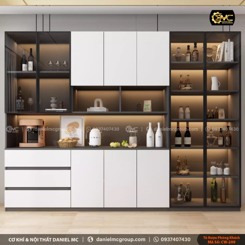 Tủ rượu cánh kính CW-209 Tủ rượu cánh kính CW-209