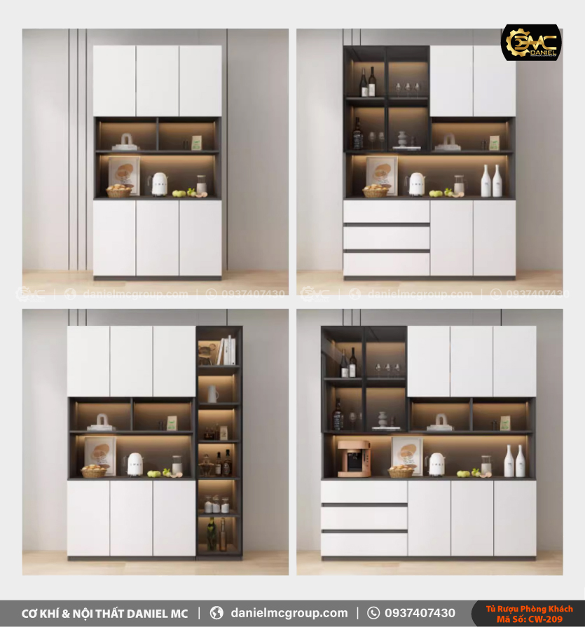 Tủ rượu cánh kính CW-209 Tủ rượu cánh kính CW-209