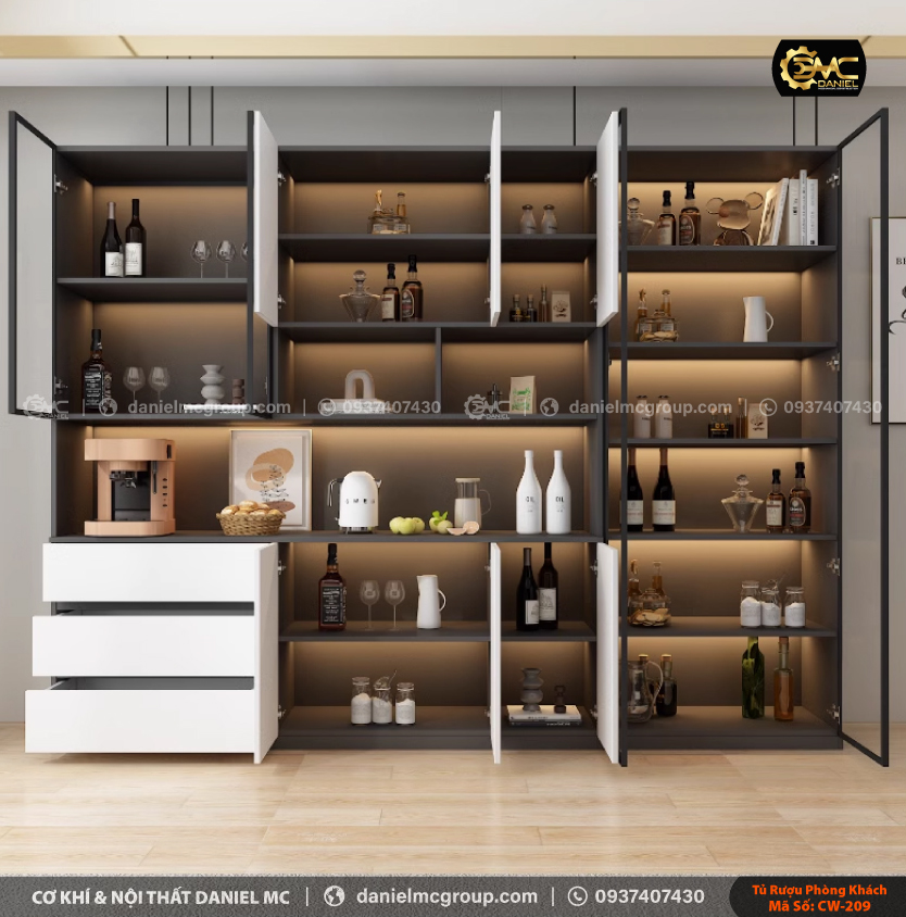 Tủ rượu cánh kính CW-209 Tủ rượu cánh kính CW-209