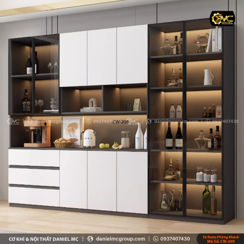 Tủ rượu cánh kính CW-209 Tủ rượu cánh kính CW-209
