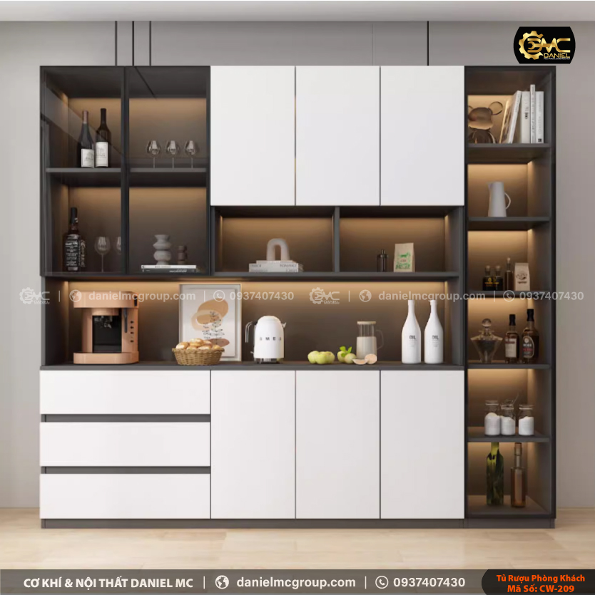Tủ rượu cánh kính CW-209 Tủ rượu cánh kính CW-209