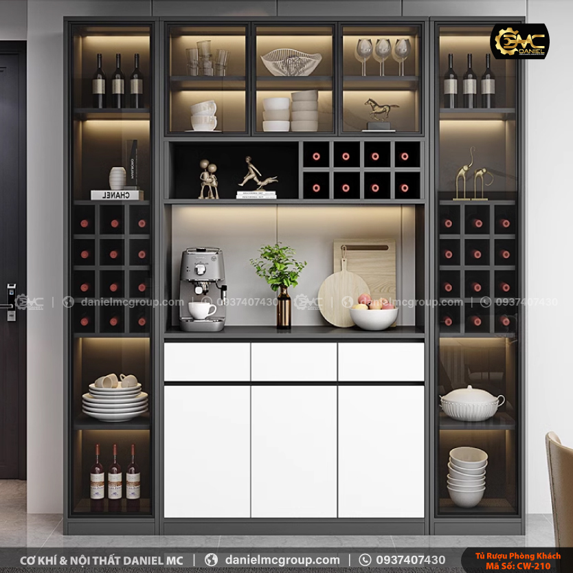 Tủ rượu cánh kính CW-210 Tủ rượu cánh kính CW-210