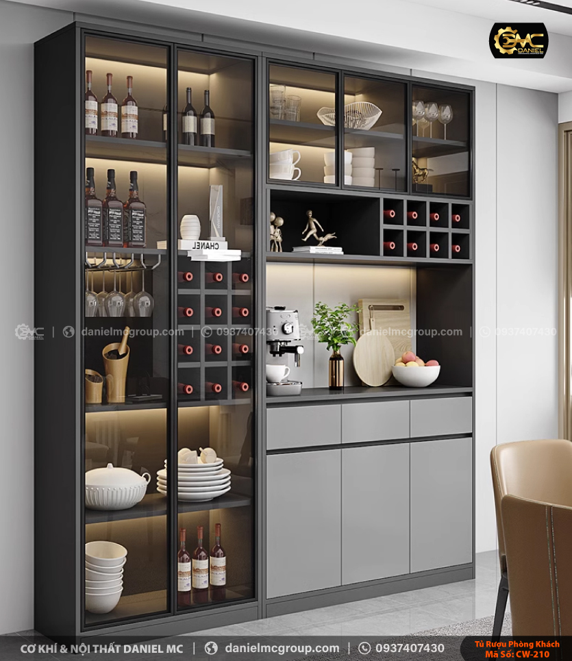 Tủ rượu cánh kính CW-210 Tủ rượu cánh kính CW-210