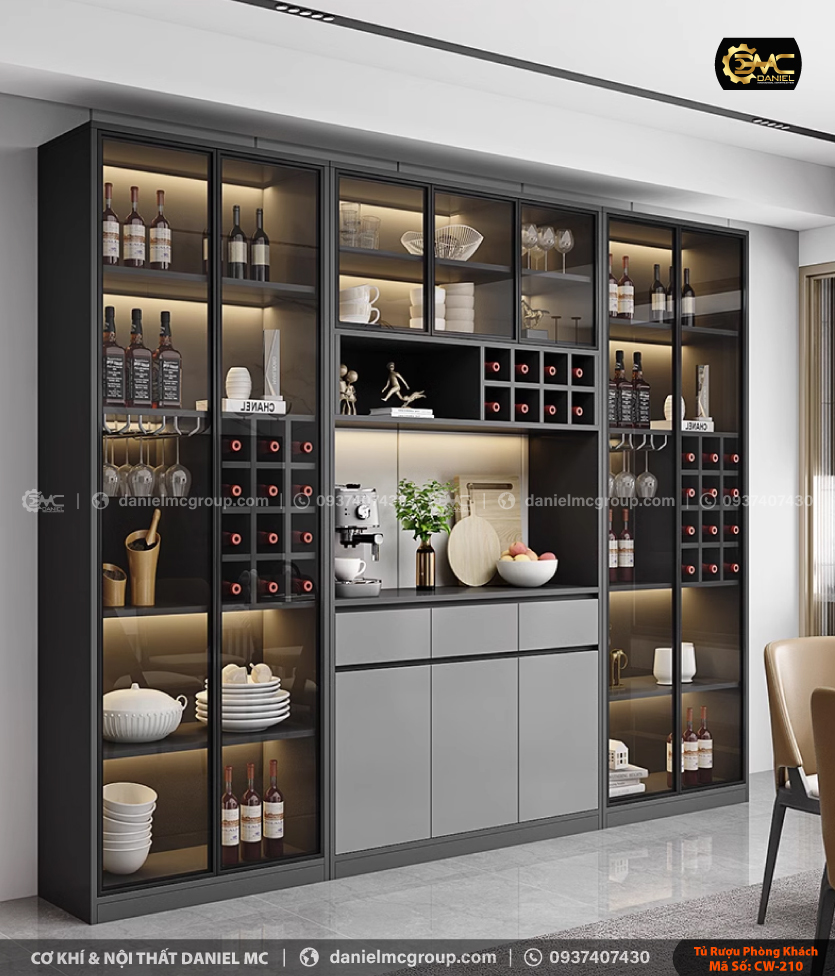 Tủ rượu cánh kính CW-210 Tủ rượu cánh kính CW-210