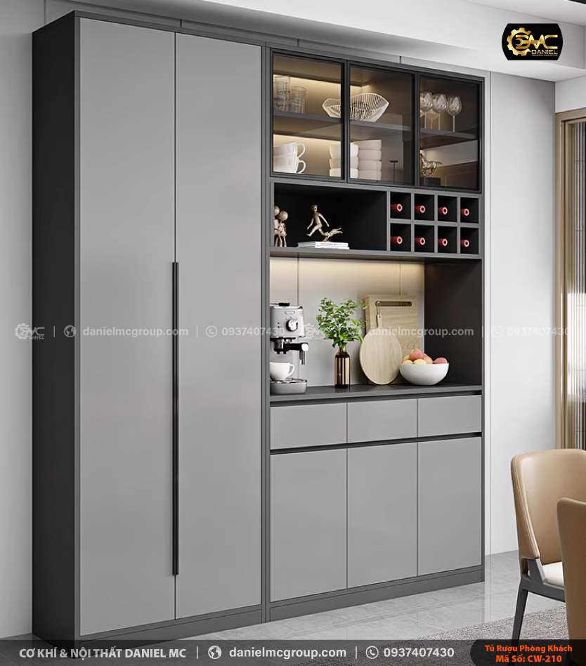 Tủ rượu cánh kính CW-210 Tủ rượu cánh kính CW-210