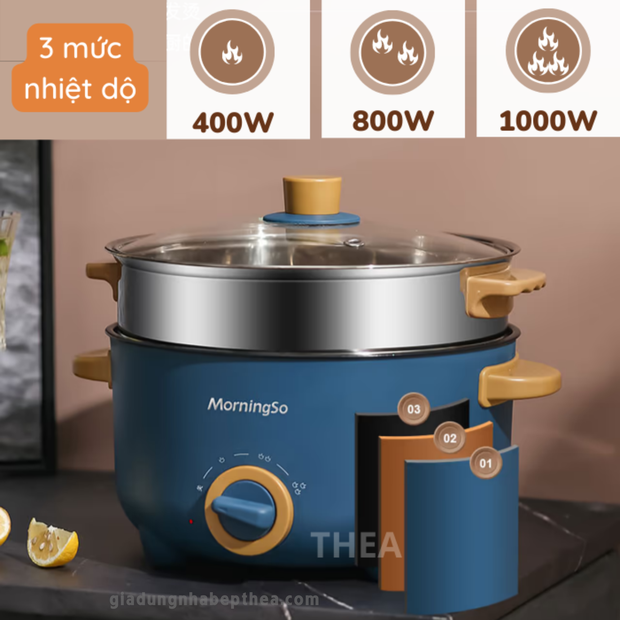 Nồi lẩu điện đa năng tiện lợi, có thể sử dụng cho 3-4 người