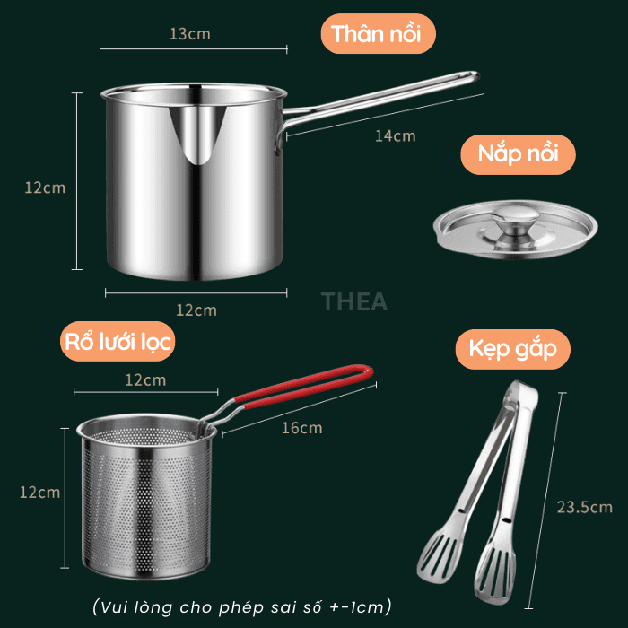 Nồi nấu lẩu chiên nhúng ngập dầu trụng luộc mini