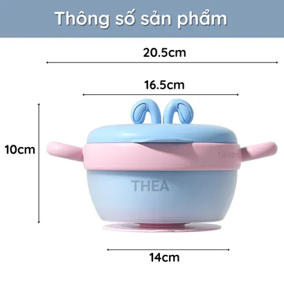 Bát ăn dặm cho bé, chén cho bé ăn dặm Inox 316 cao cấp giữ nhiệt và cảm biến nhiệt độ thông minh - THEA