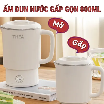 Ấm đun nước siêu tốc, pha trà, bình nấu nước đun sôi giữ nhiệt cầm tay, ca nấu mì mini, cốc chưng yến inox - THEA