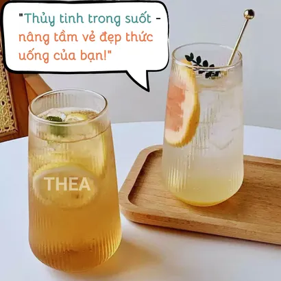 Cốc ly thủy tinh đẹp dễ thương chịu nhiệt cao uống trà, cafe, uống rượu, decor, pha chế cao cấp 500ml - THEA