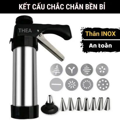 Bộ khuôn nhấn làm bánh quy tạo hình và bộ đui bắt kem, máy làm bánh quy Inox chắc chắn, an toàn kèm đầu bắt kem - THEA