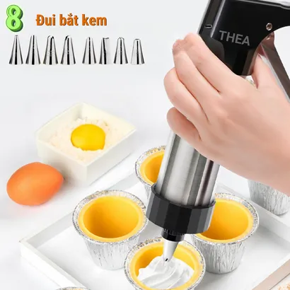 Bộ khuôn nhấn làm bánh quy tạo hình và bộ đui bắt kem, máy làm bánh quy Inox chắc chắn, an toàn kèm đầu bắt kem - THEA